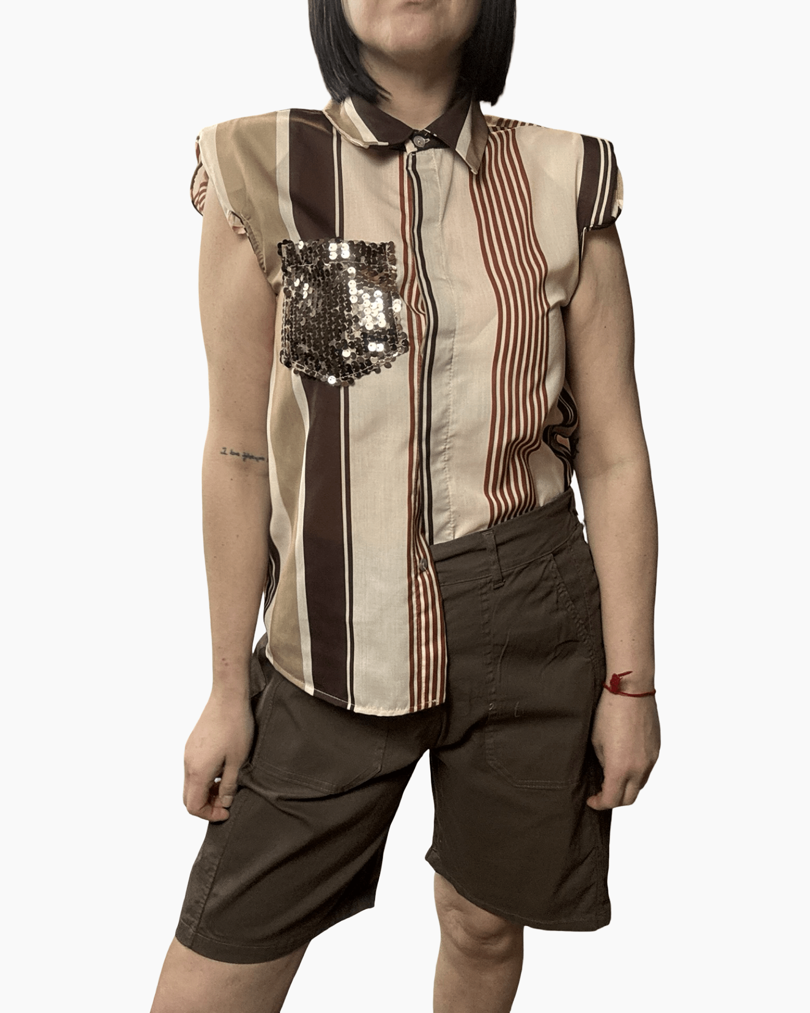 CAMICIA RIGATA TASCA PAILLETTES VICOLO - XE BLU ABBIGLIAMENTO