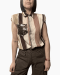 CAMICIA RIGATA TASCA PAILLETTES VICOLO - XE BLU ABBIGLIAMENTO