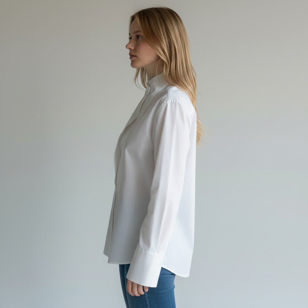 CAMICIA SENZA COLLO VICOLO - XE BLU Abbigliamento Donna