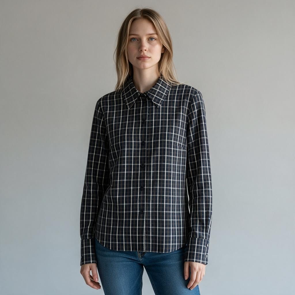 CAMICIA SFIANCATA CHECK SUSY MIX - XE BLU Abbigliamento Donna