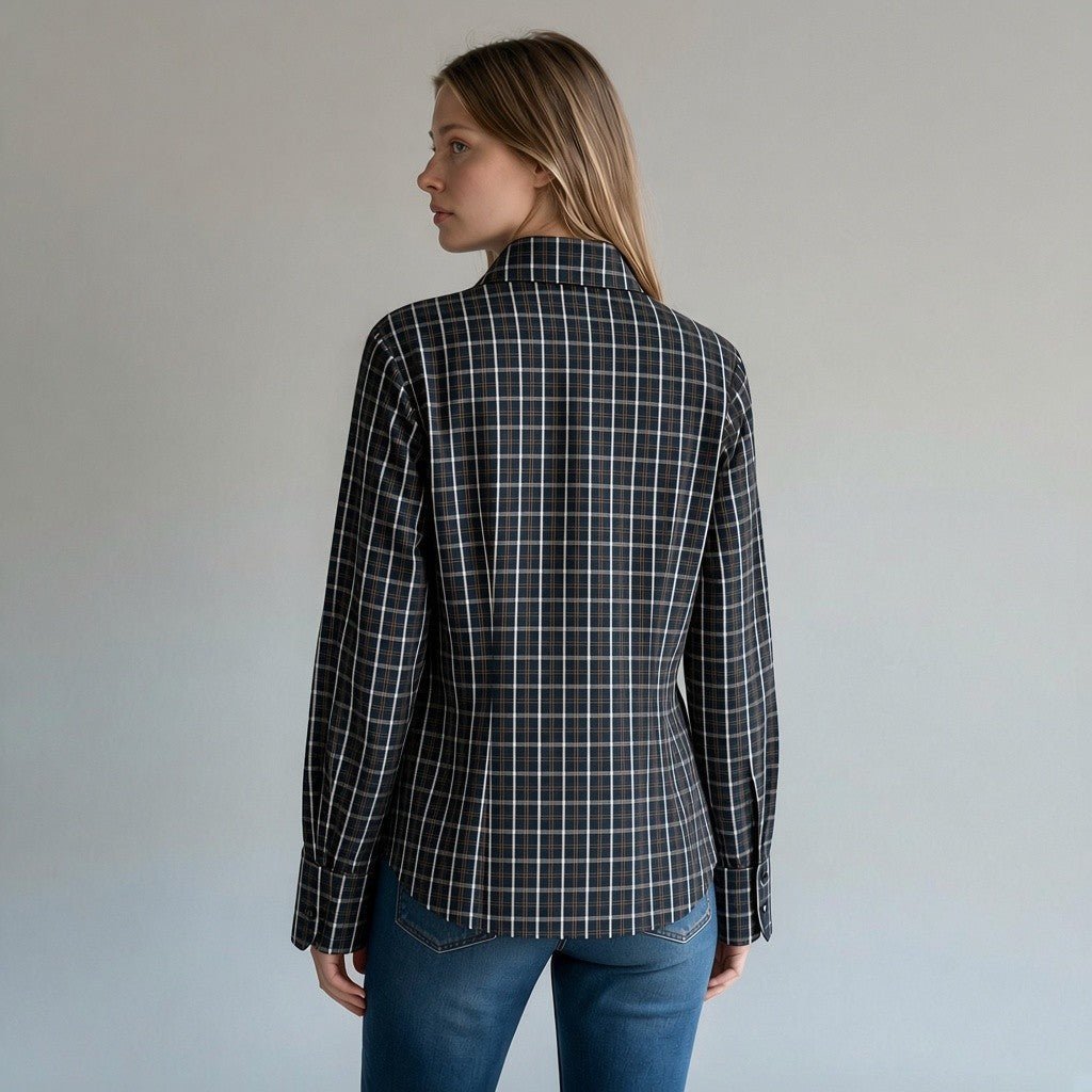 CAMICIA SFIANCATA CHECK SUSY MIX - XE BLU Abbigliamento Donna