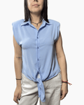 CAMICIA SMANICATA CON FIOCCO SUSY MIX - XE BLU ABBIGLIAMENTO