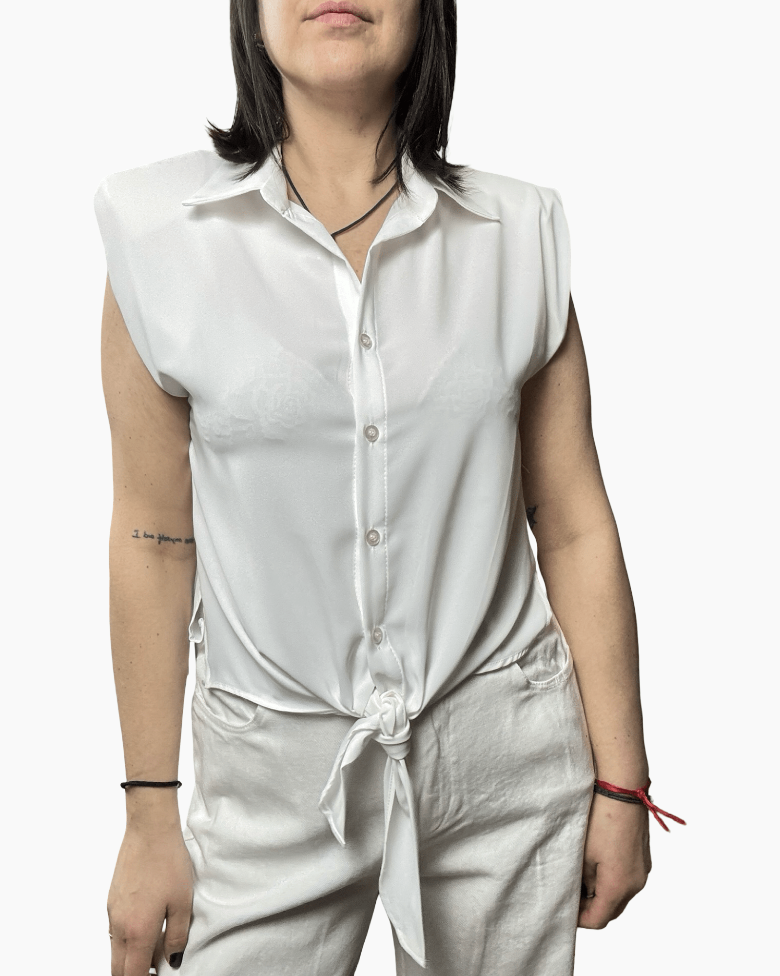 CAMICIA SMANICATA CON FIOCCO SUSY MIX - XE BLU ABBIGLIAMENTO