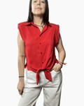 CAMICIA SMANICATA CON FIOCCO SUSY MIX - XE BLU ABBIGLIAMENTO