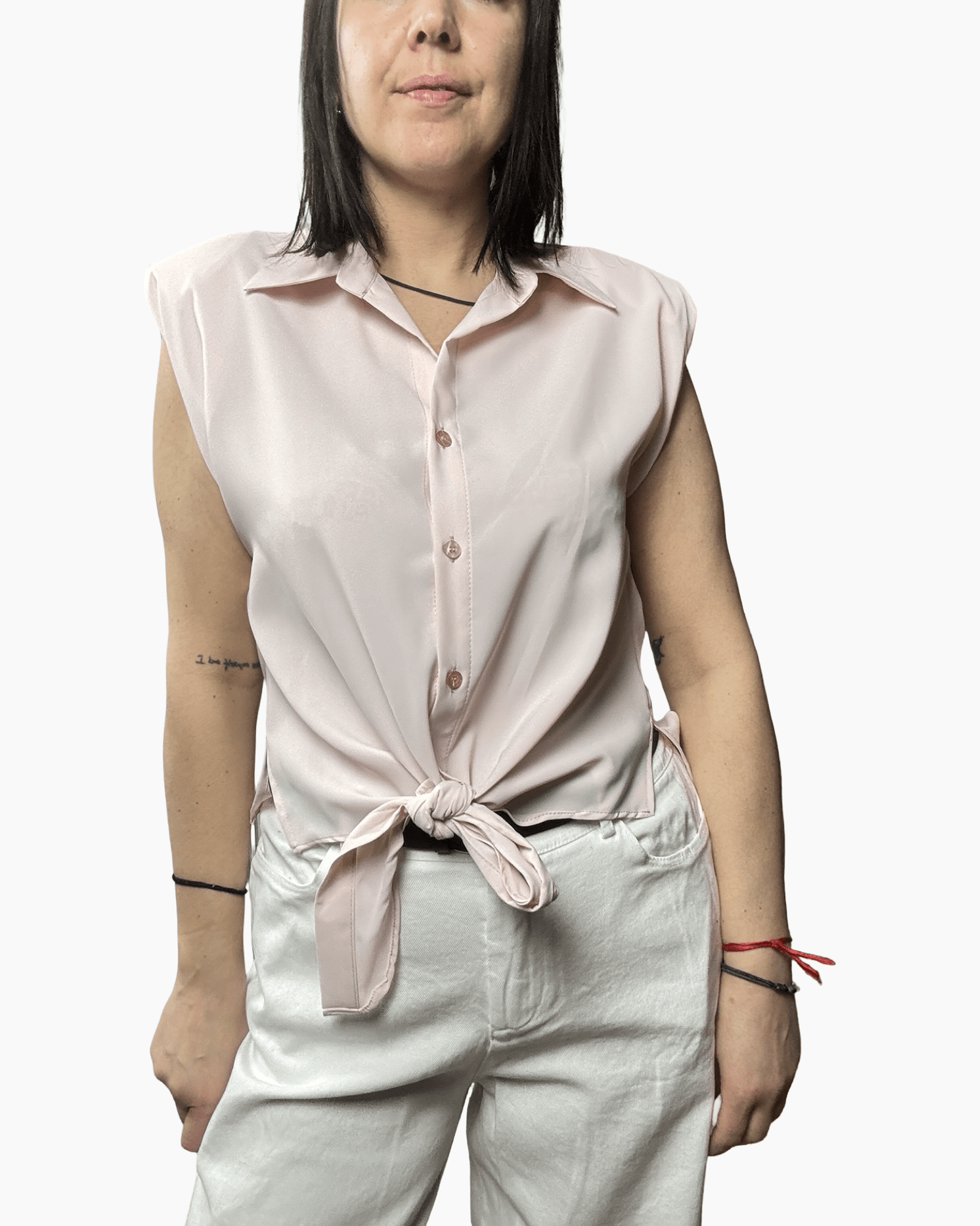 CAMICIA SMANICATA CON FIOCCO SUSY MIX - XE BLU ABBIGLIAMENTO