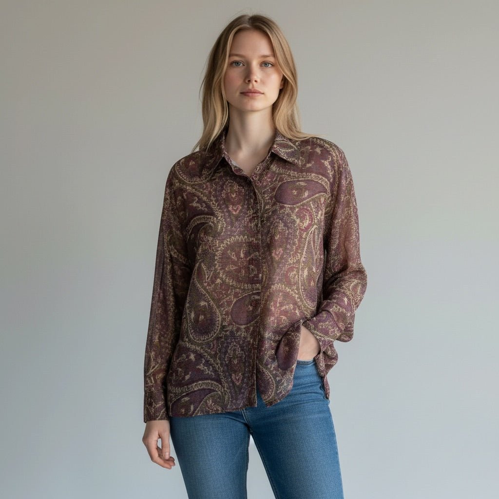 CAMICIA STAMPA CASHMERE SUSY MIX - XE BLU Abbigliamento Donna