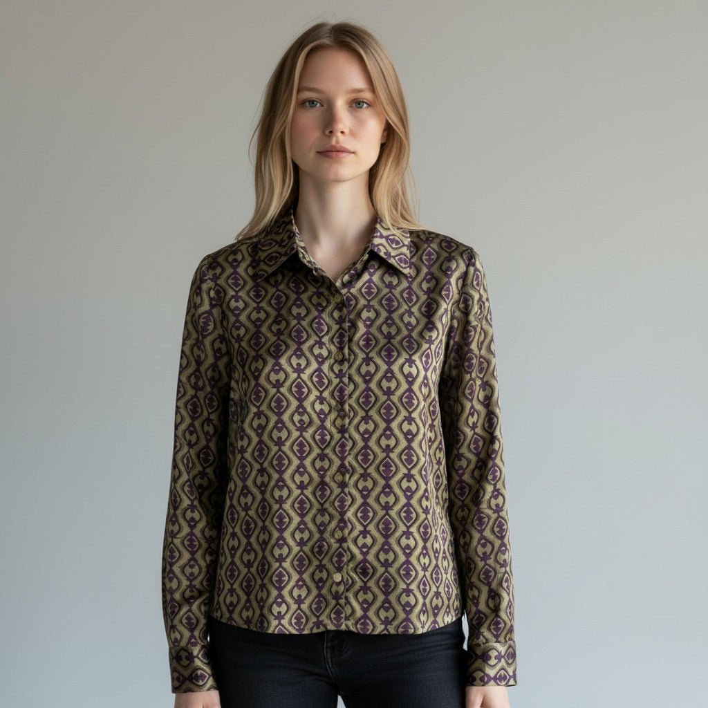 CAMICIA STAMPA GEOMETRICA SUSY MIX - XE BLU Abbigliamento Donna