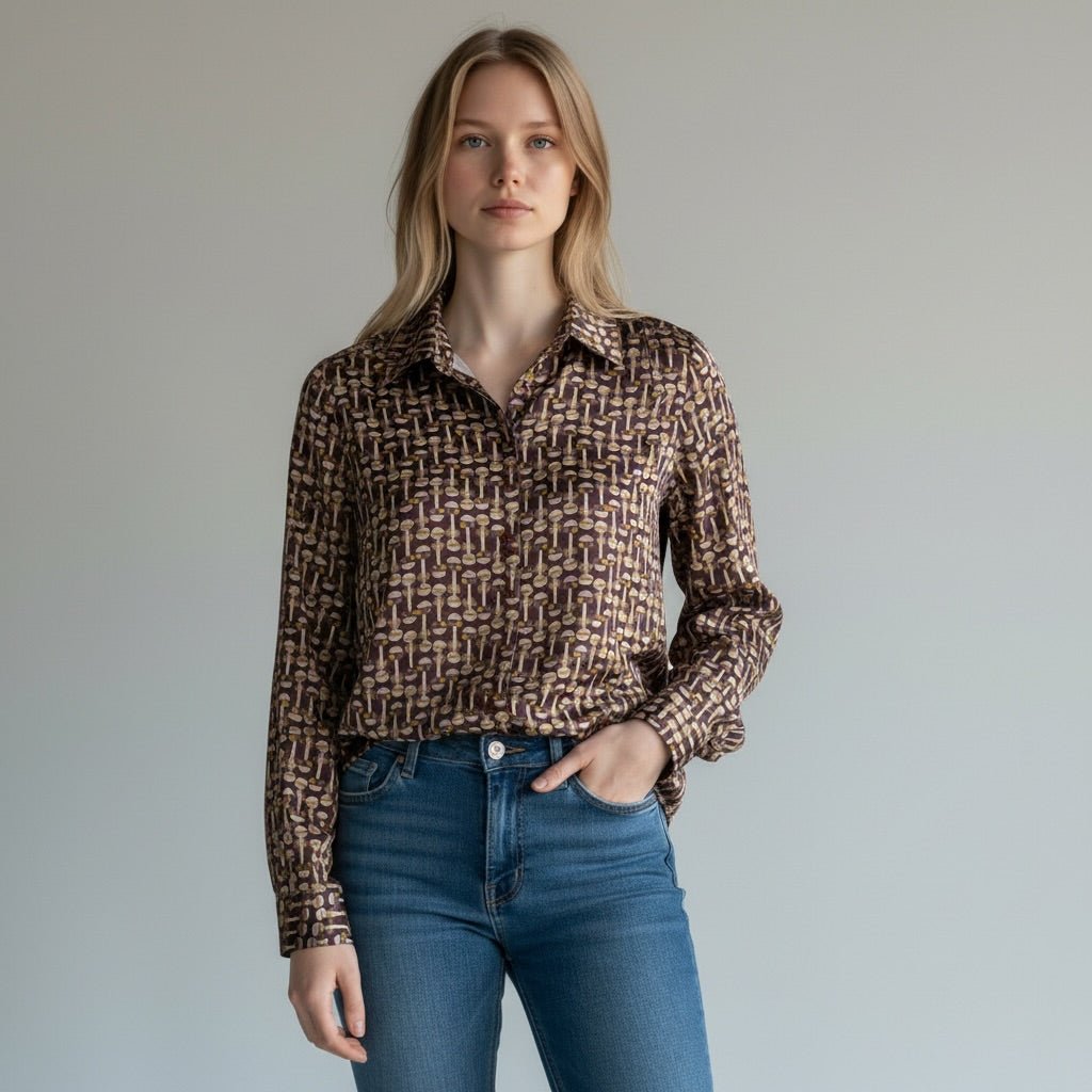 CAMICIA STAMPA GEOMETRICA SUSY MIX - XE BLU Abbigliamento Donna