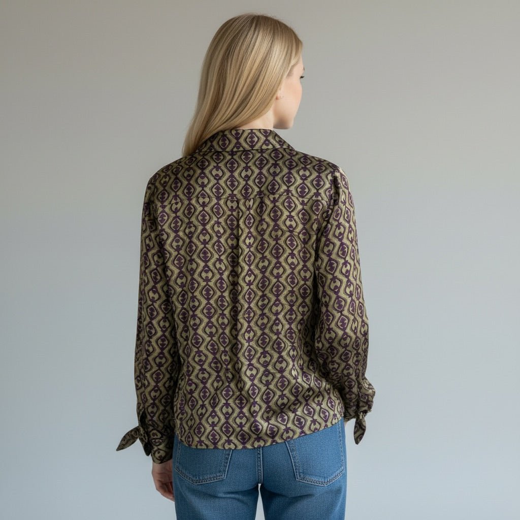 CAMICIA STAMPA GEOMETRICA SUSY MIX - XE BLU Abbigliamento Donna
