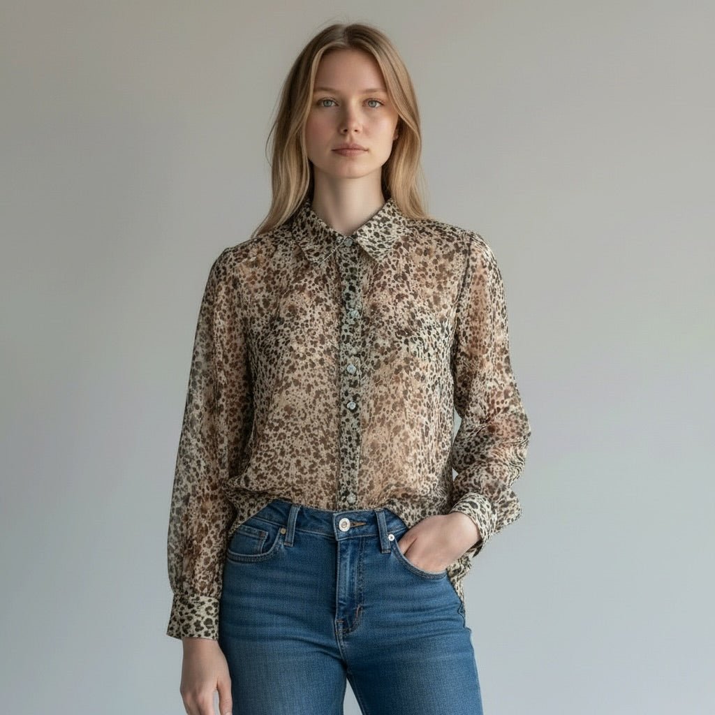 CAMICIA STAMPA MACULATA PICCOLA SUSY MIX - XE BLU Abbigliamento Donna