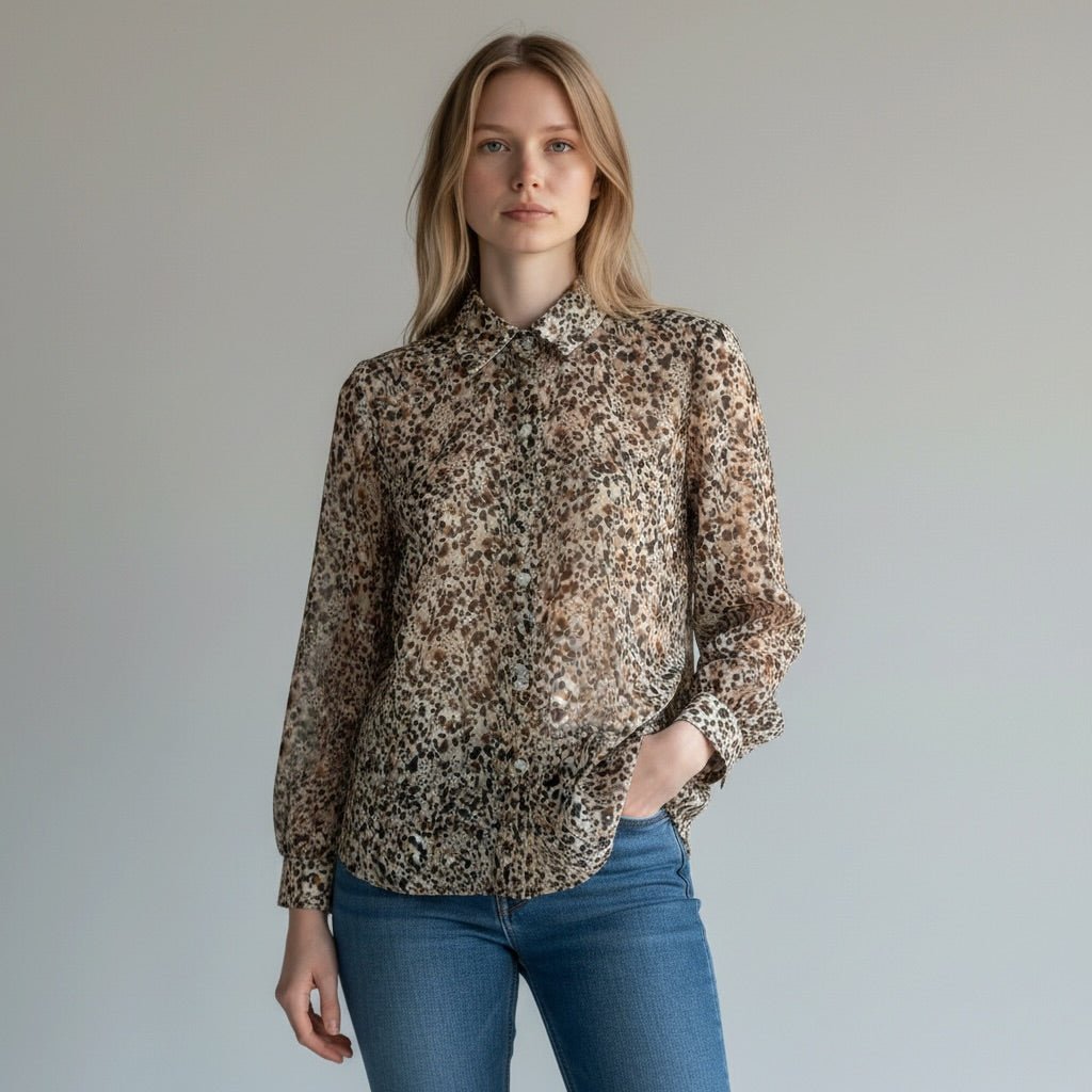 CAMICIA STAMPA MACULATA PICCOLA SUSY MIX - XE BLU Abbigliamento Donna