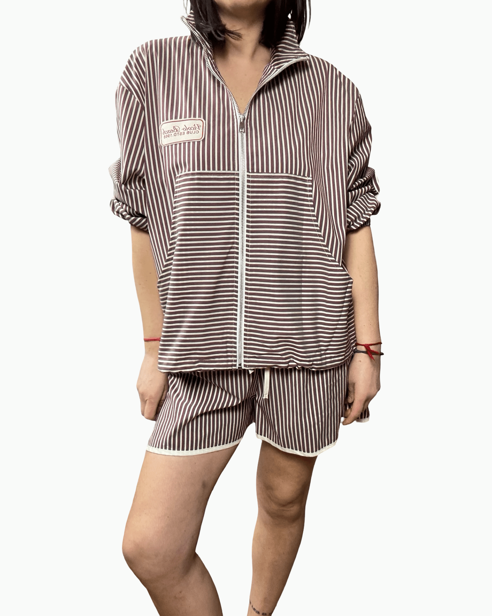 CAMICIA TAGLIO BOMBER A RIGHE VICOLO - XE BLU ABBIGLIAMENTO