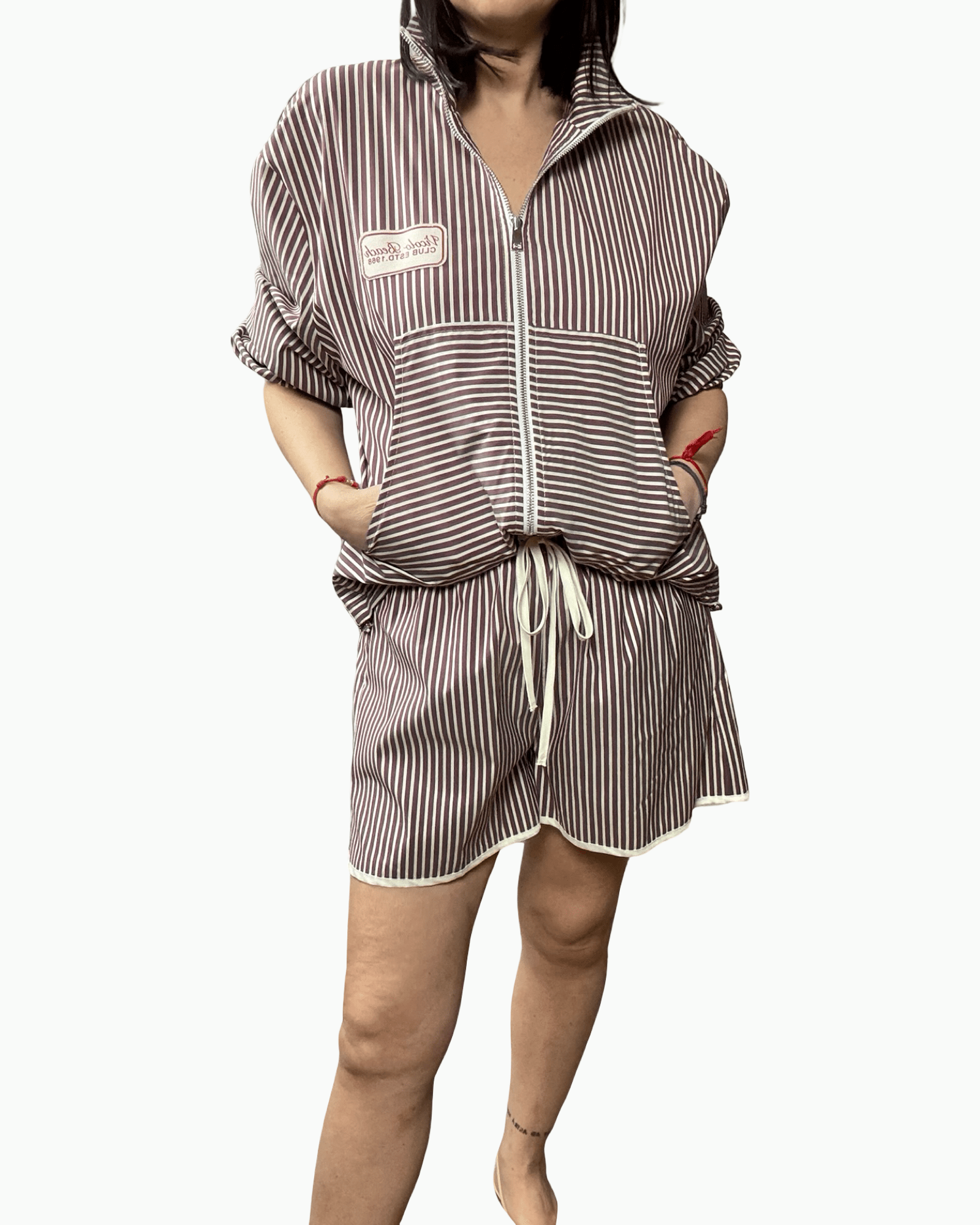 CAMICIA TAGLIO BOMBER A RIGHE VICOLO - XE BLU ABBIGLIAMENTO