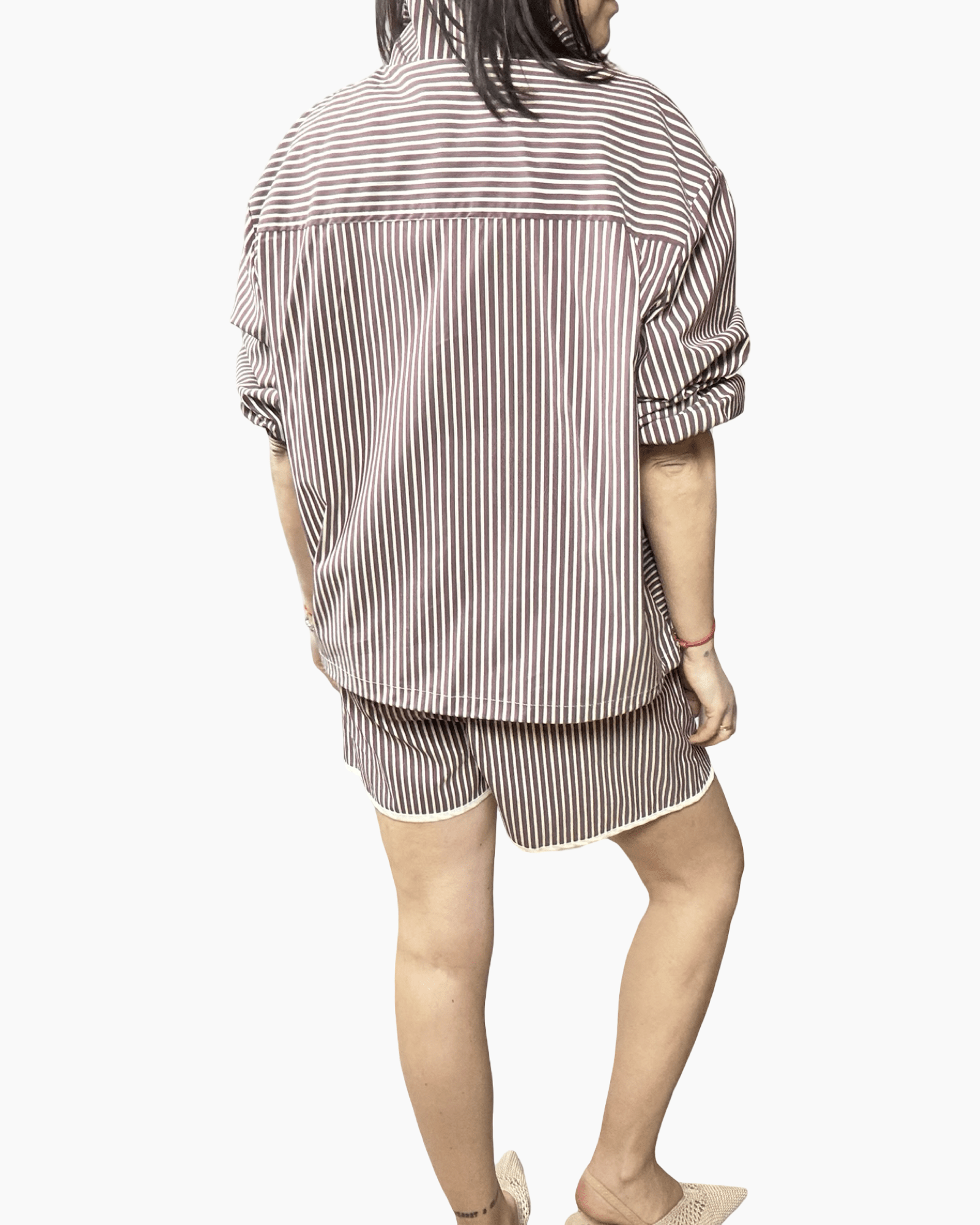 CAMICIA TAGLIO BOMBER A RIGHE VICOLO - XE BLU ABBIGLIAMENTO