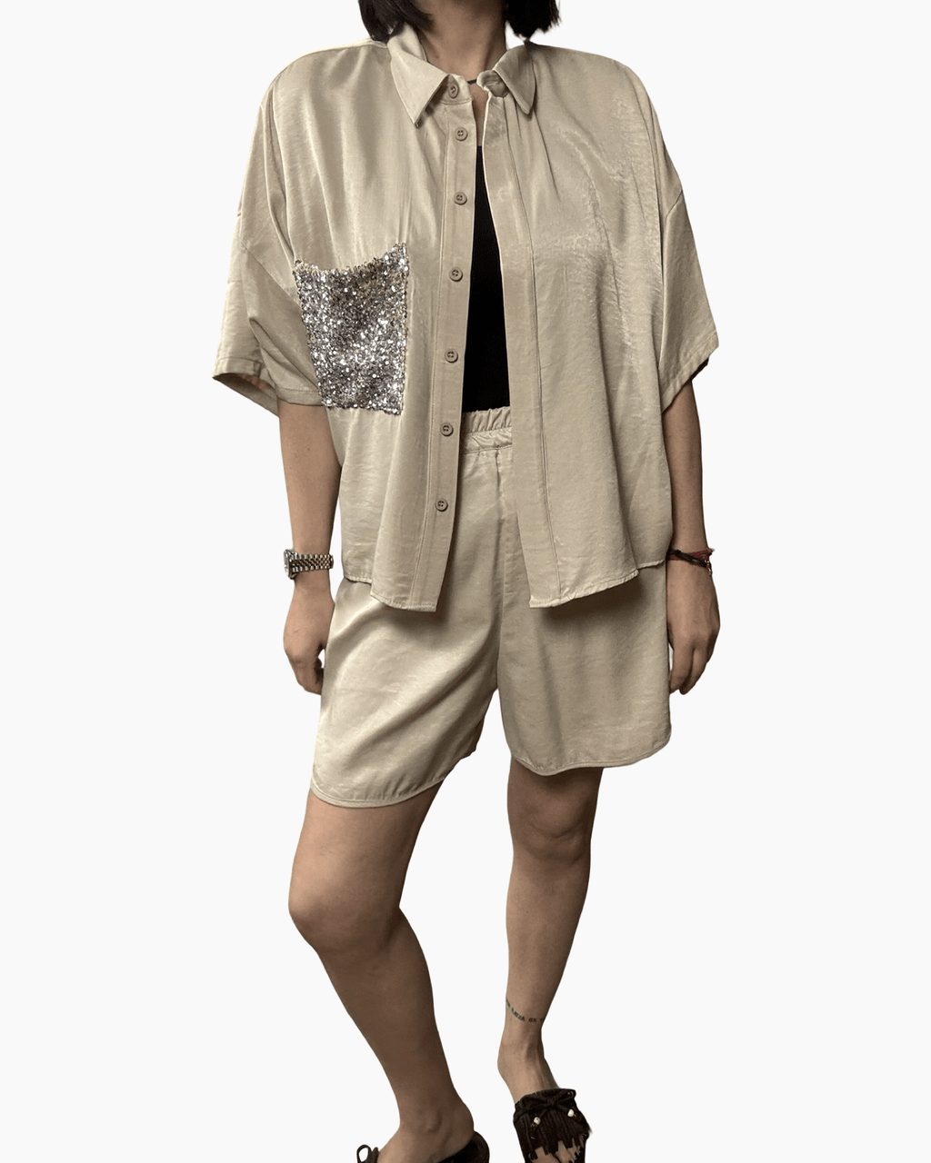 CAMICIA TASCA PAILLETTES DIXIE - XE BLU ABBIGLIAMENTO
