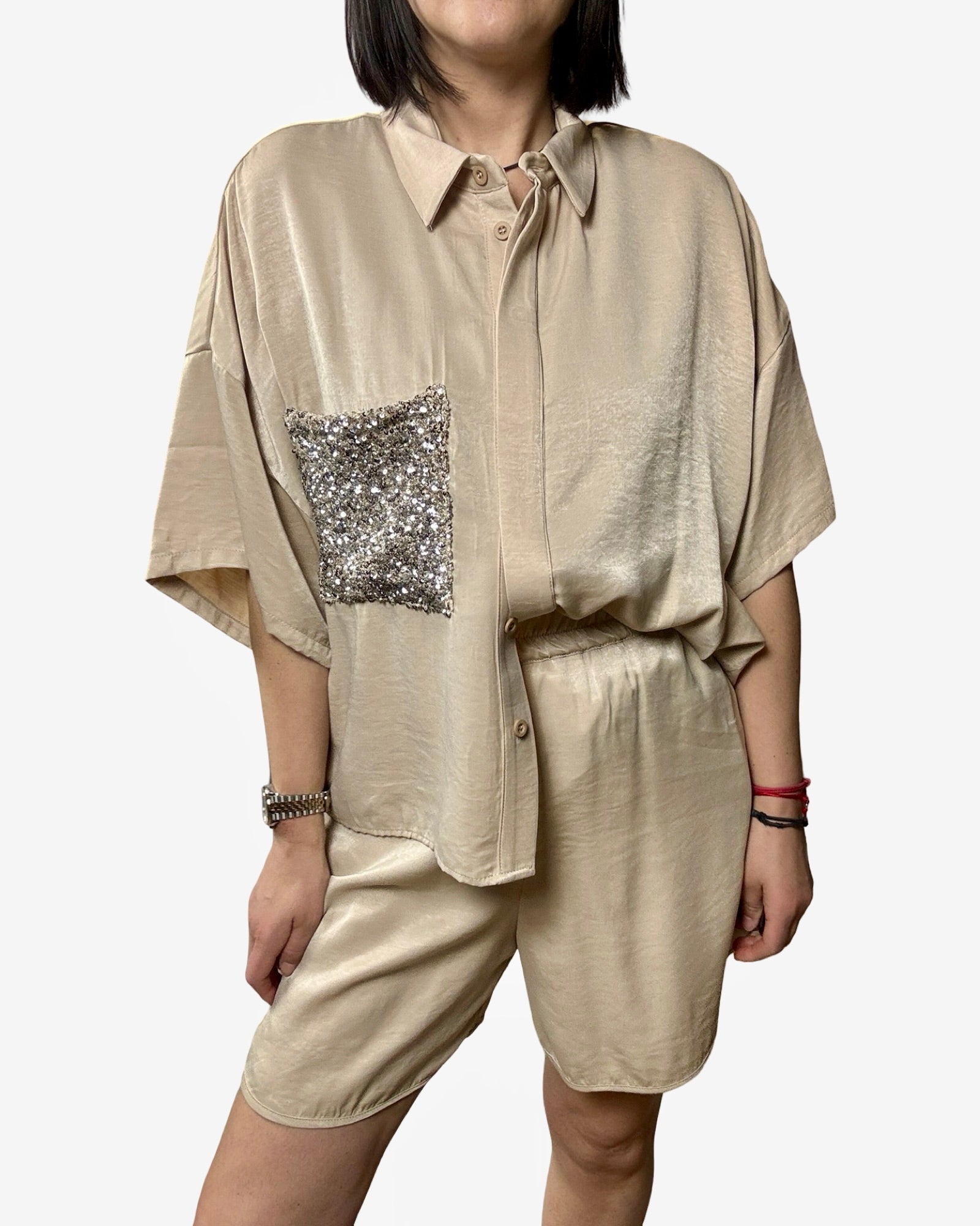 CAMICIA TASCA PAILLETTES DIXIE - XE BLU ABBIGLIAMENTO