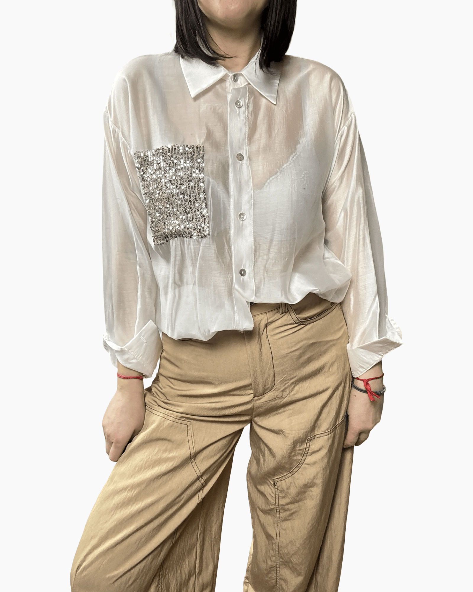 CAMICIA TASCA PAILLETTES SUSY MIX - XE BLU ABBIGLIAMENTO