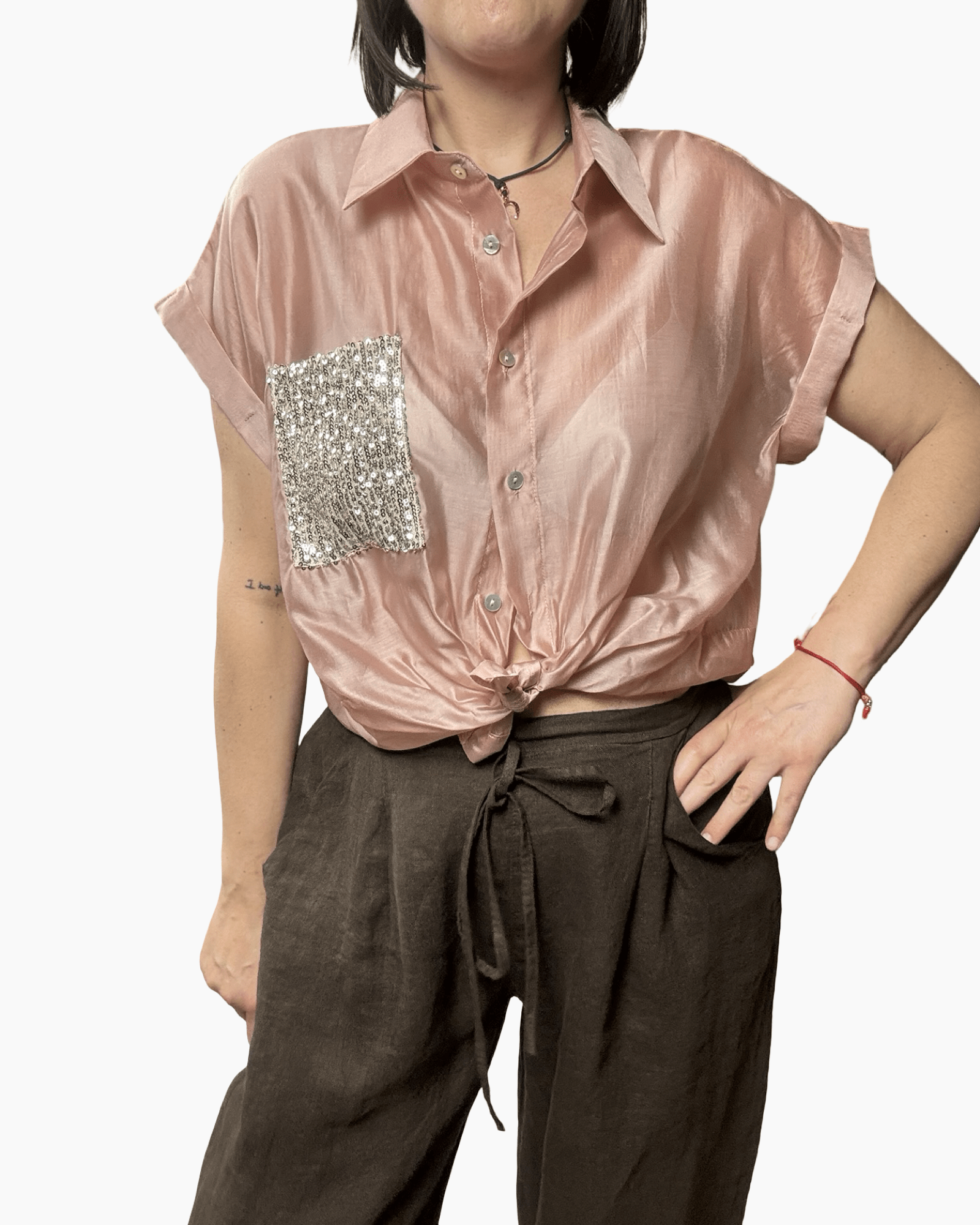 CAMICIA TASCA PAILLETTES SUSY MIX - XE BLU ABBIGLIAMENTO