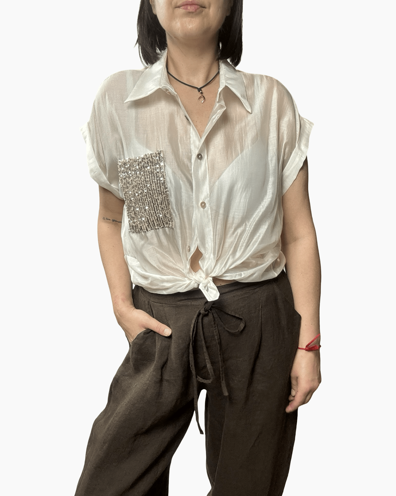 CAMICIA TASCA PAILLETTES SUSY MIX - XE BLU ABBIGLIAMENTO