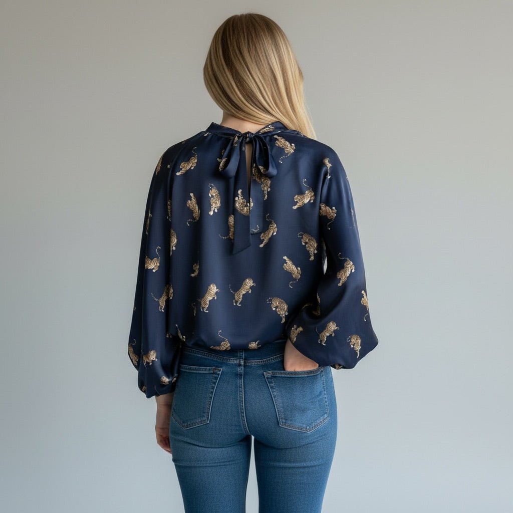 CAMICIA TIGRI TENSIONE IN - XE BLU Abbigliamento Donna