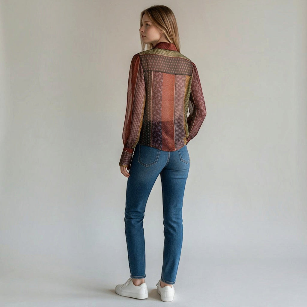CAMICIA VELATA MULTICOLOR SUSY MIX - XE BLU Abbigliamento Donna