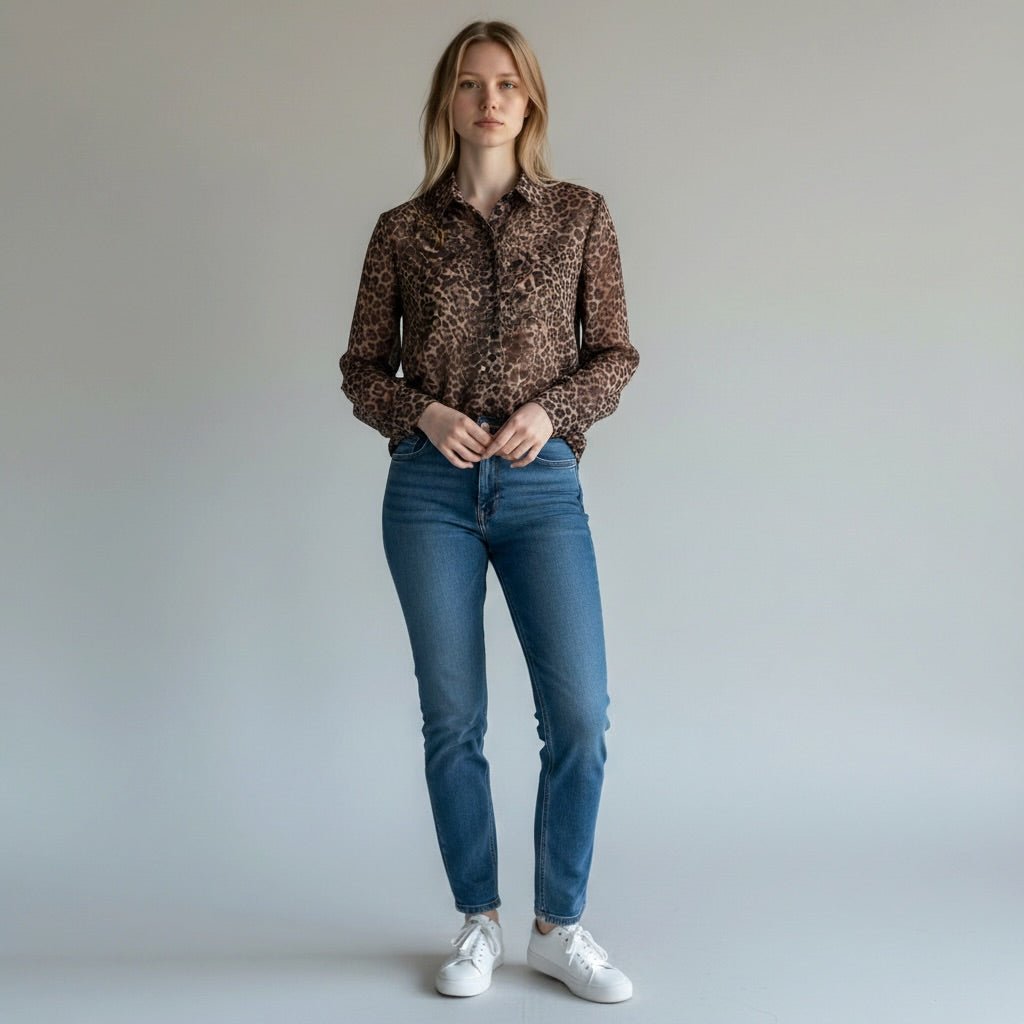 CAMICIA VELATA STAMPA MACULATA SUSY MIX - XE BLU Abbigliamento Donna