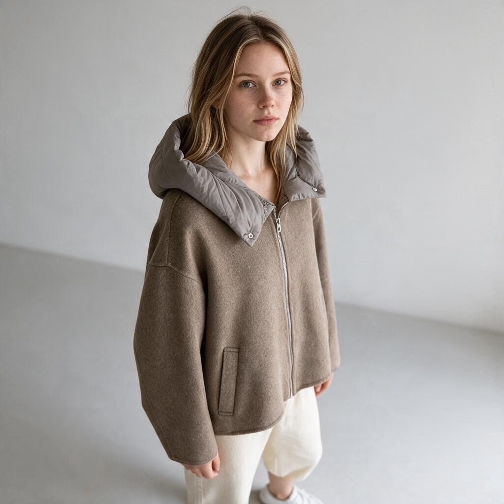 CAPPOTTO CON CAPPUCCIO STACCABILE SUSY MIX - XE BLU Abbigliamento Donna