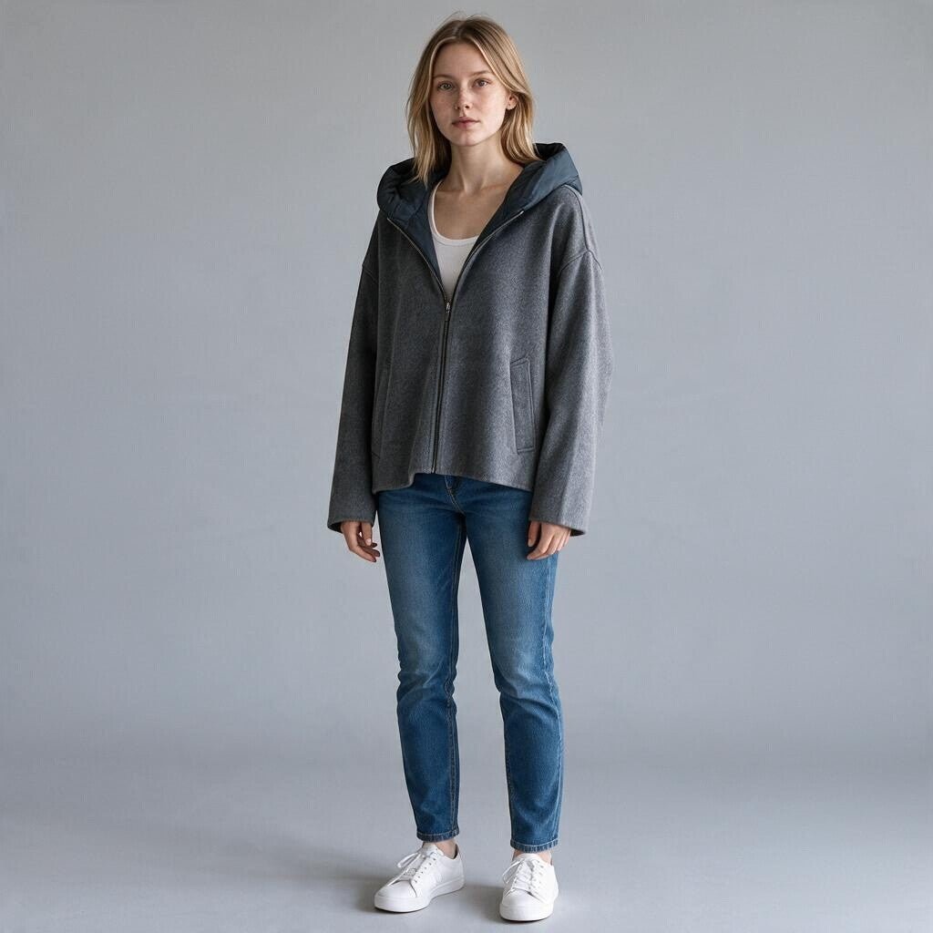CAPPOTTO CON CAPPUCCIO STACCABILE SUSY MIX - XE BLU Abbigliamento Donna
