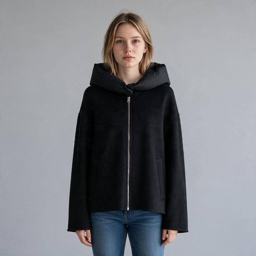 CAPPOTTO CON CAPPUCCIO STACCABILE SUSY MIX - XE BLU Abbigliamento Donna