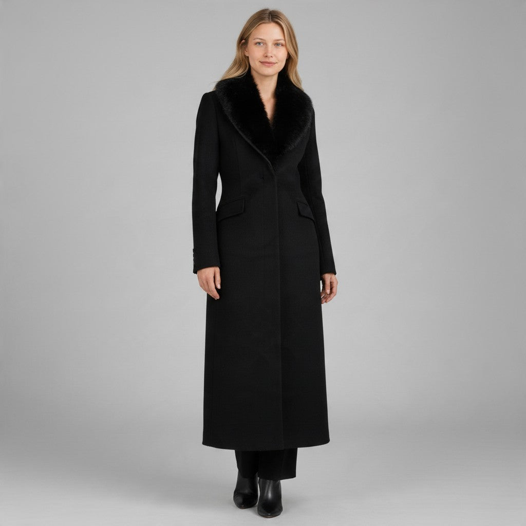 CAPPOTTO HAND MADE COLLO PELO HAVEONE - XE BLU Abbigliamento Donna