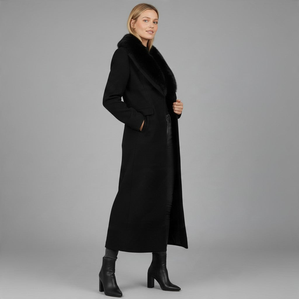 CAPPOTTO HAND MADE COLLO PELO HAVEONE - XE BLU Abbigliamento Donna