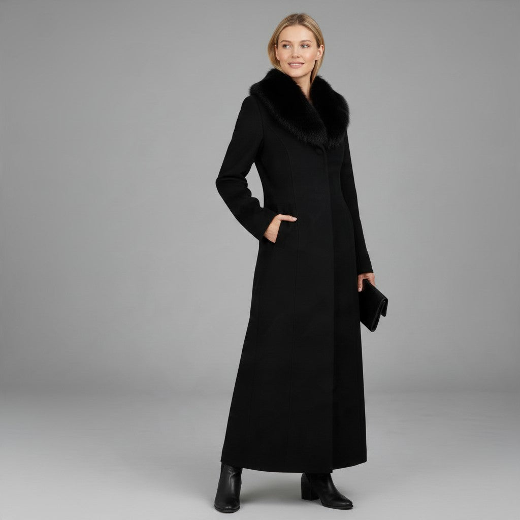 CAPPOTTO HAND MADE COLLO PELO HAVEONE - XE BLU Abbigliamento Donna