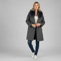 CAPPOTTO MISTO LANA COLLO PELO HAVEONE - XE BLU Abbigliamento Donna