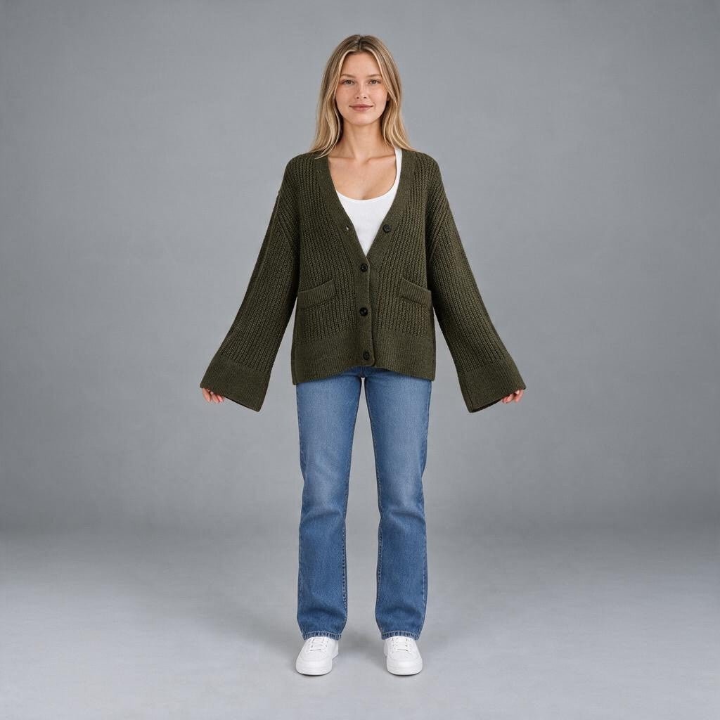 CARDIGAN CON MANICA AMPIA VICOLO - XE BLU Abbigliamento Donna