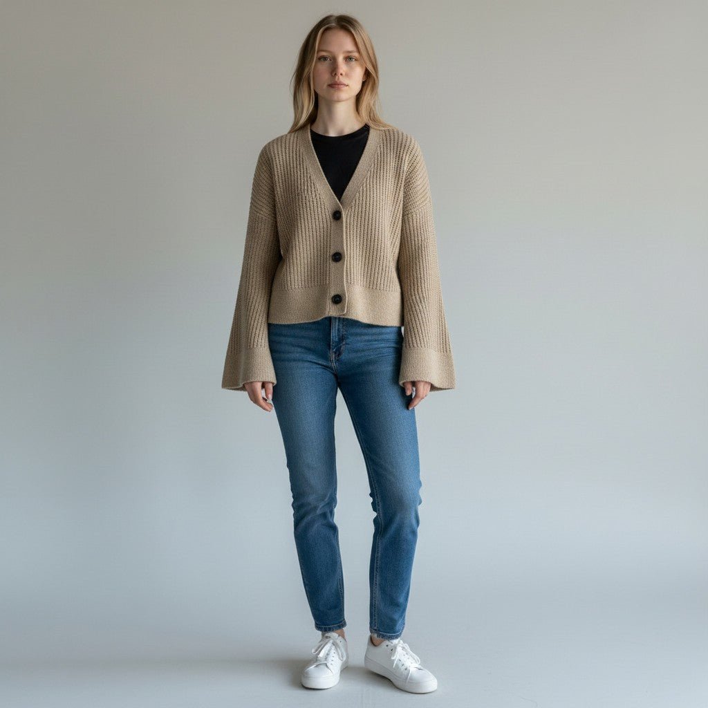 CARDIGAN CON MANICA AMPIA VICOLO - XE BLU Abbigliamento Donna