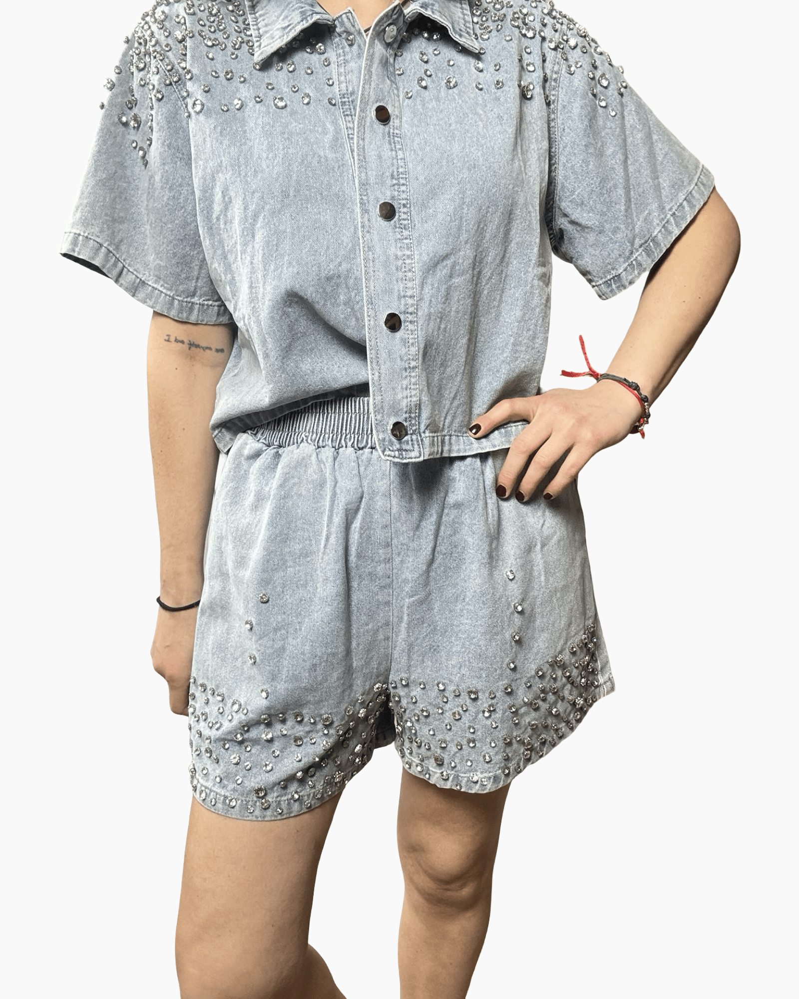 COORDINATO CON STRASS SUSY MIX - XE BLU ABBIGLIAMENTO