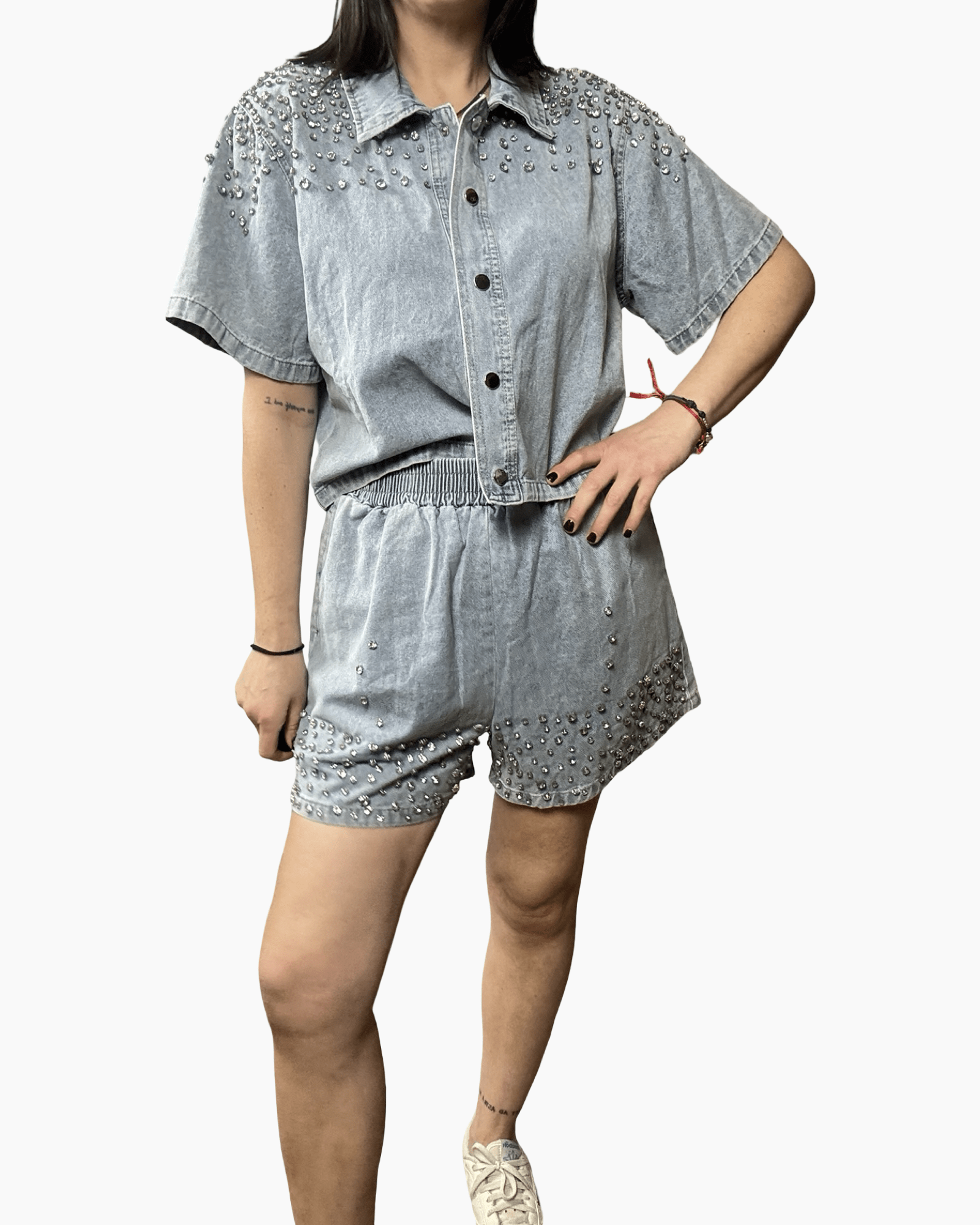 COORDINATO CON STRASS SUSY MIX - XE BLU ABBIGLIAMENTO