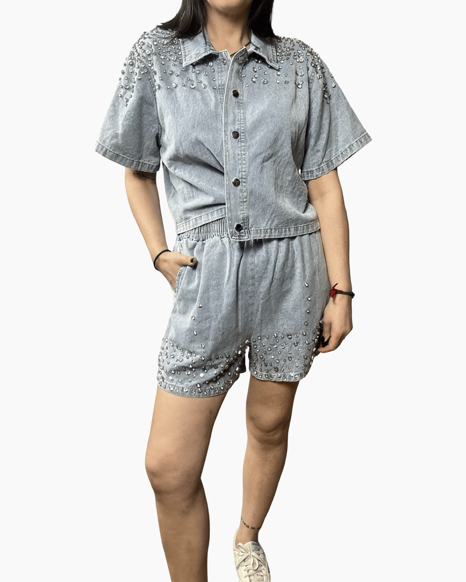 COORDINATO CON STRASS SUSY MIX - XE BLU ABBIGLIAMENTO
