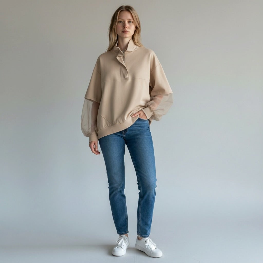 FELPA CON TULLE DIXIE - XE BLU Abbigliamento Donna