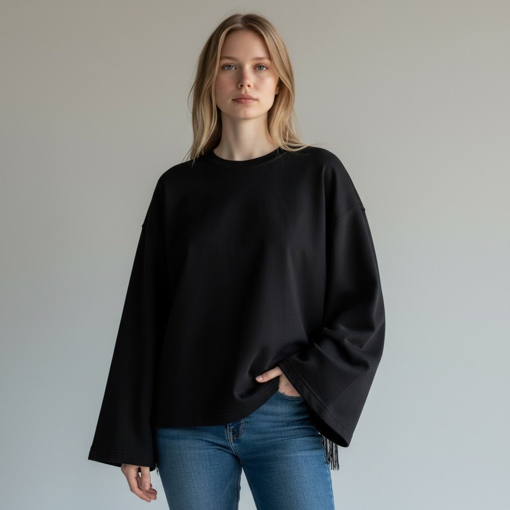 FELPA FRANGE TENSIONE IN - XE BLU Abbigliamento Donna