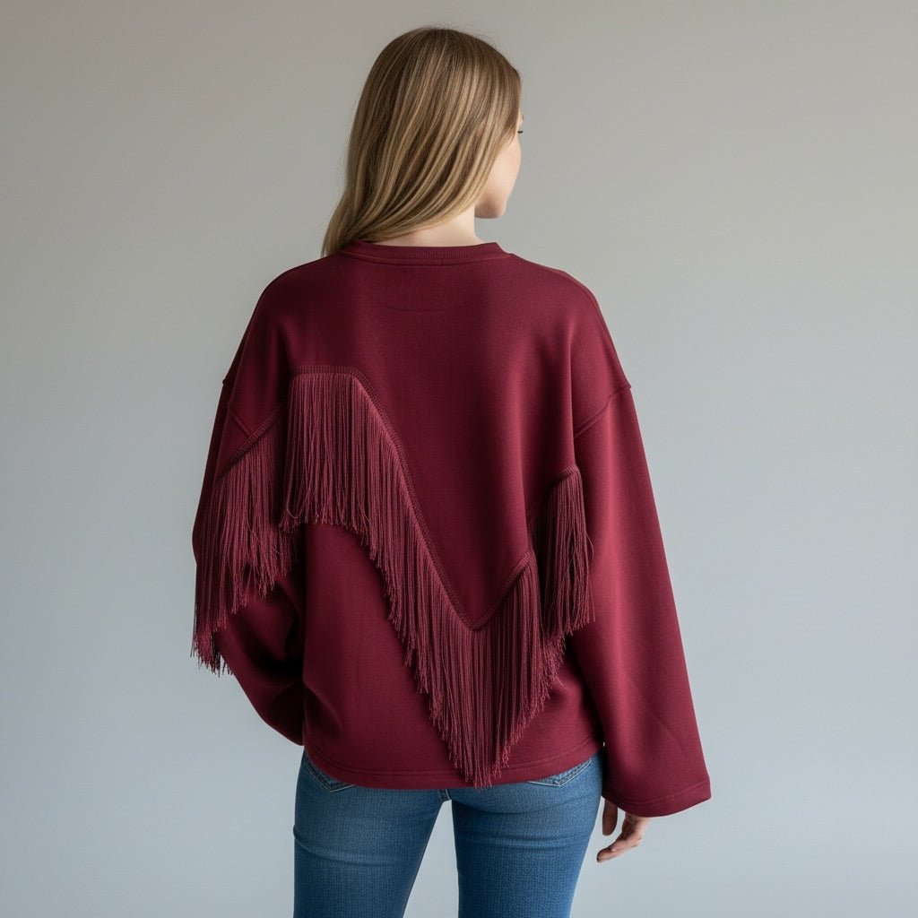 FELPA FRANGE TENSIONE IN - XE BLU Abbigliamento Donna