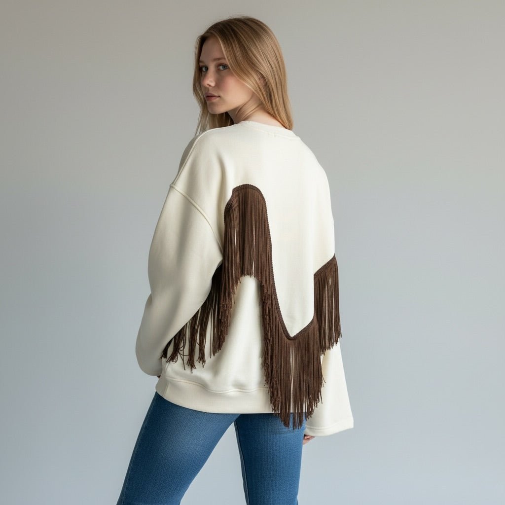 FELPA FRANGE TENSIONE IN - XE BLU Abbigliamento Donna