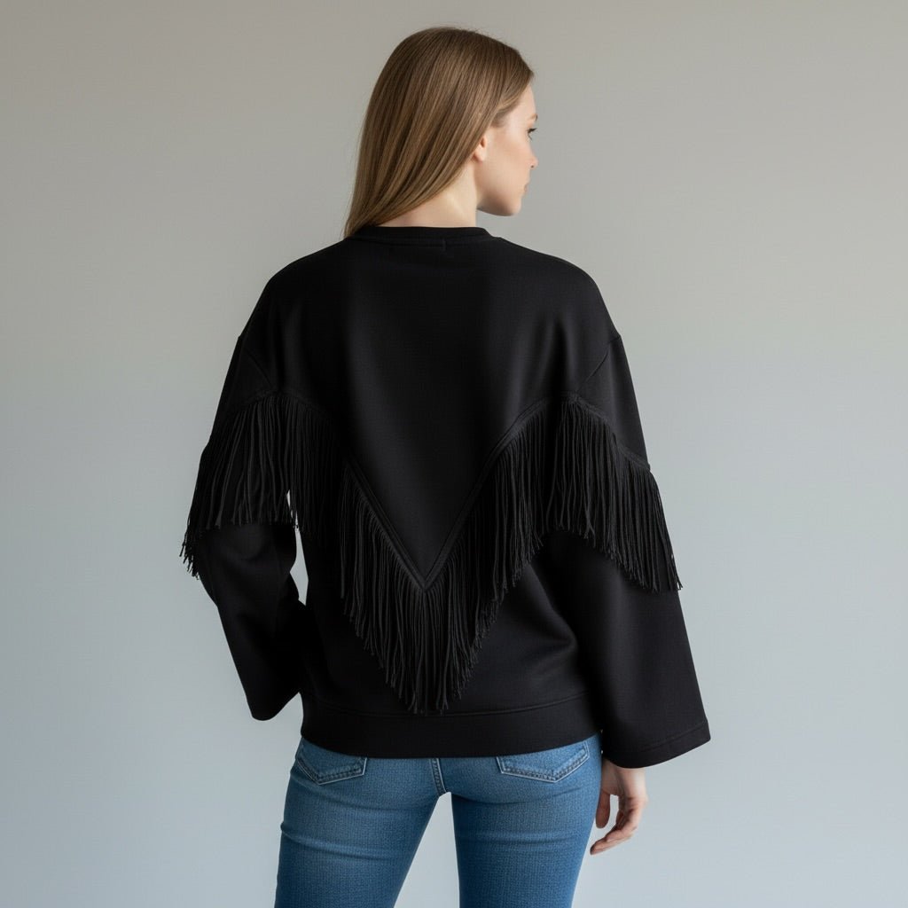 FELPA FRANGE TENSIONE IN - XE BLU Abbigliamento Donna