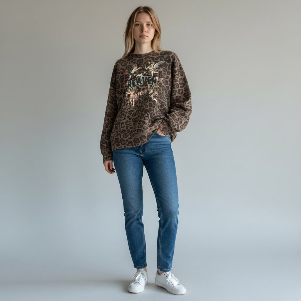 FELPA MACULATA CON ANGELI TENSIONE IN - XE BLU Abbigliamento Donna