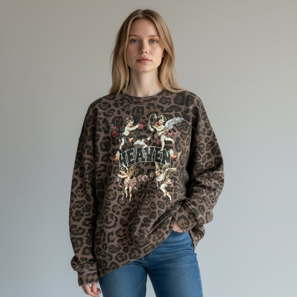 FELPA MACULATA CON ANGELI TENSIONE IN - XE BLU Abbigliamento Donna
