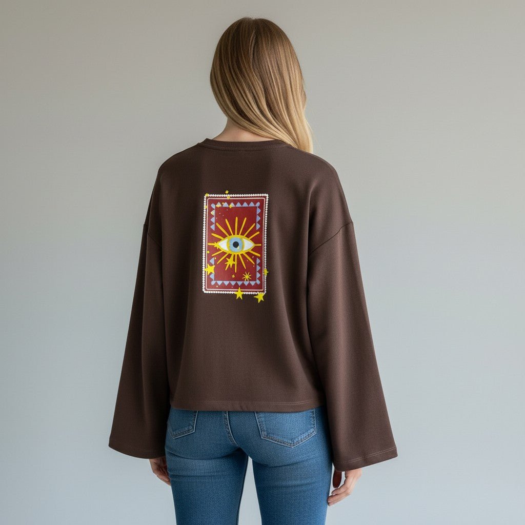 FELPA OCCHIO "LE SOLEIL DANS LE COEUR" VICOLO - XE BLU Abbigliamento Donna