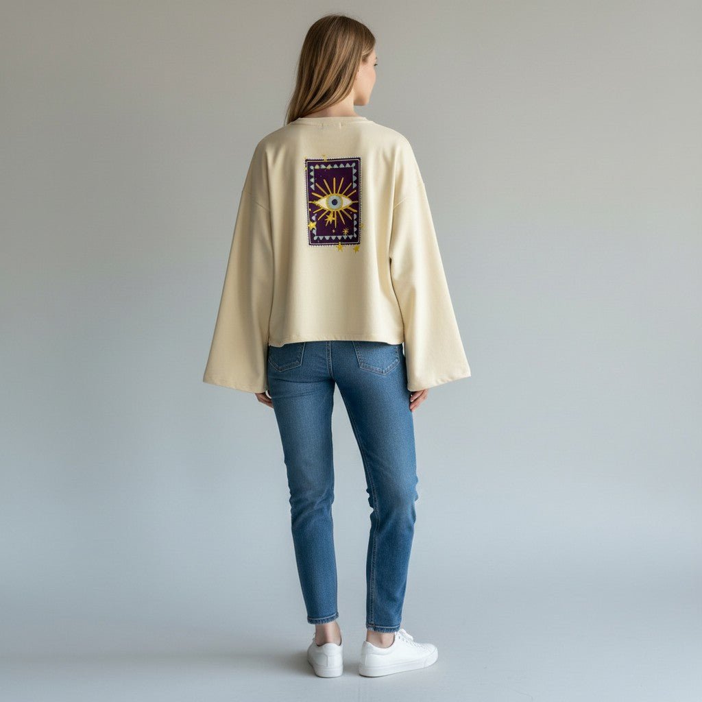 FELPA OCCHIO "LE SOLEIL DANS LE COEUR" VICOLO - XE BLU Abbigliamento Donna
