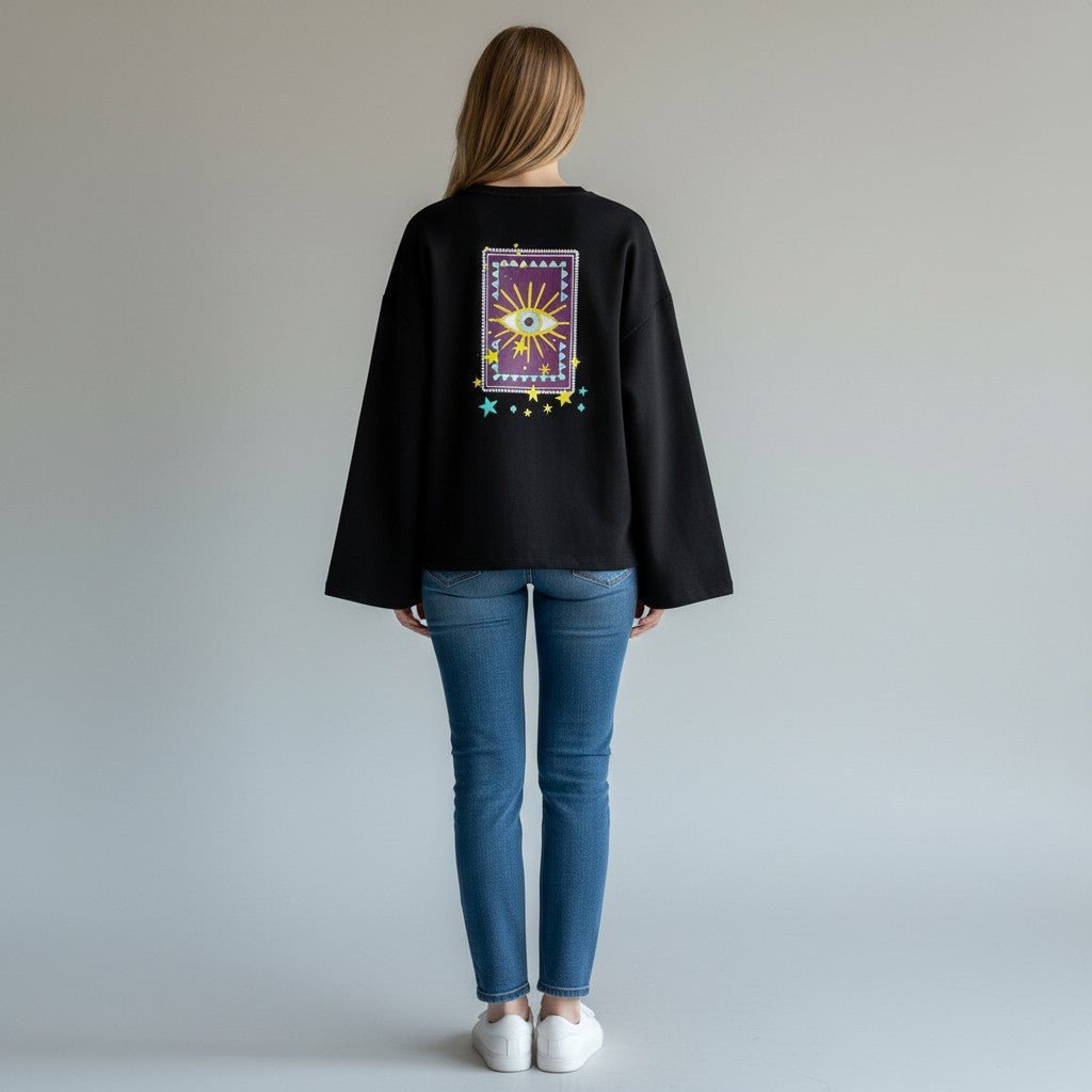 FELPA OCCHIO "LE SOLEIL DANS LE COEUR" VICOLO - XE BLU Abbigliamento Donna