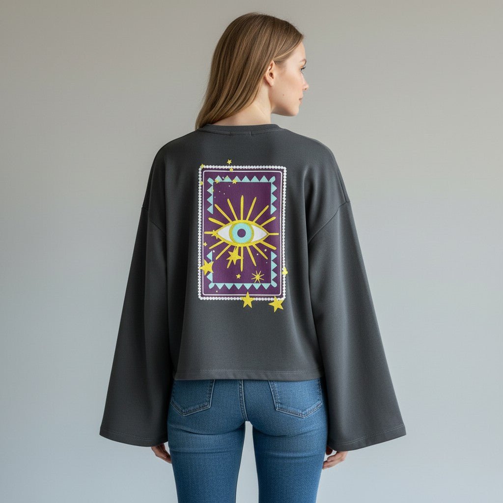 FELPA OCCHIO "LE SOLEIL DANS LE COEUR" VICOLO - XE BLU Abbigliamento Donna