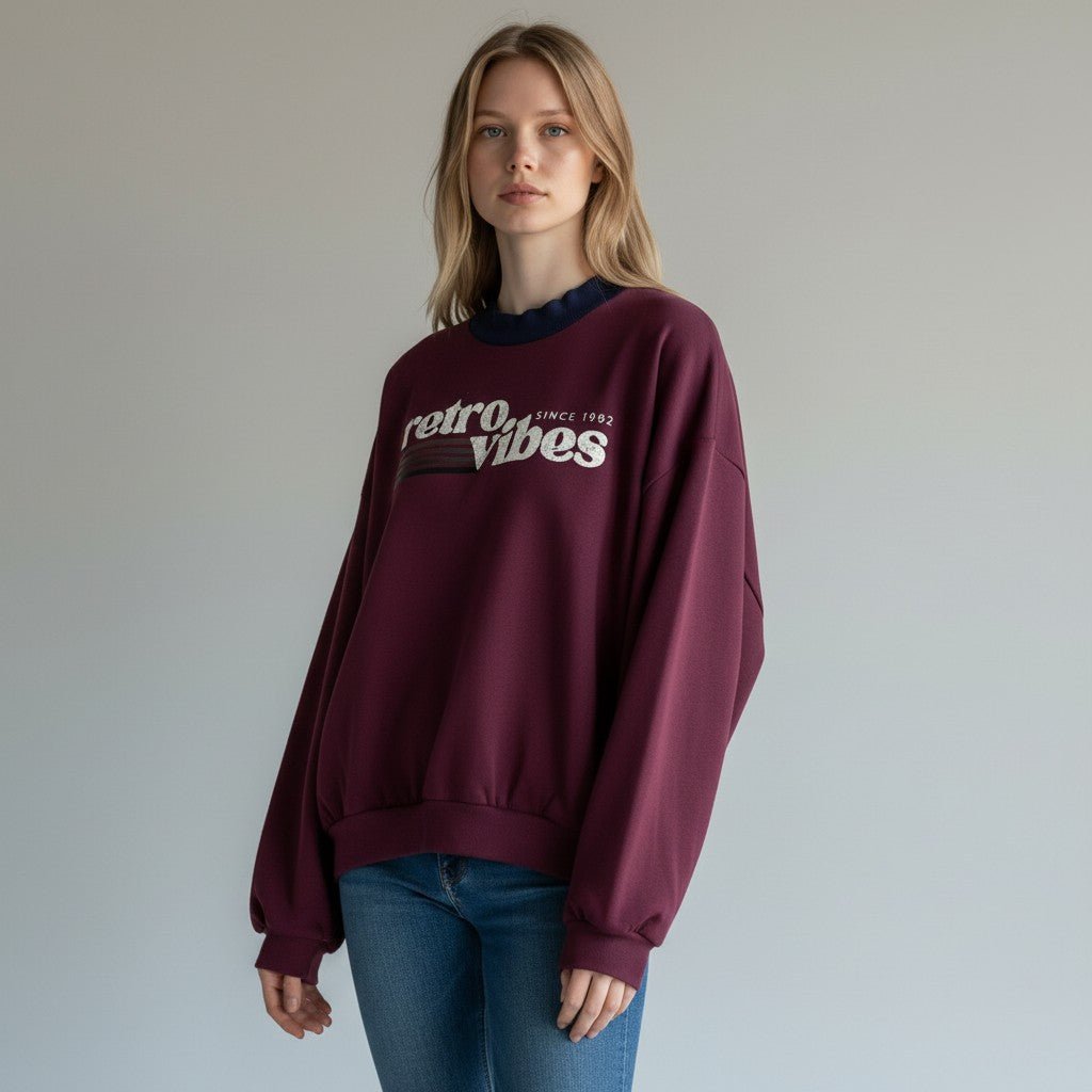 FELPA RETRO HAVEONE - XE BLU Abbigliamento Donna